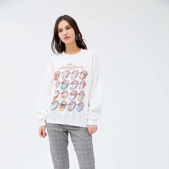 Urban Outfitters The Rolling Stones Lips Distressed Sweatshirt - Picture 2 of 8